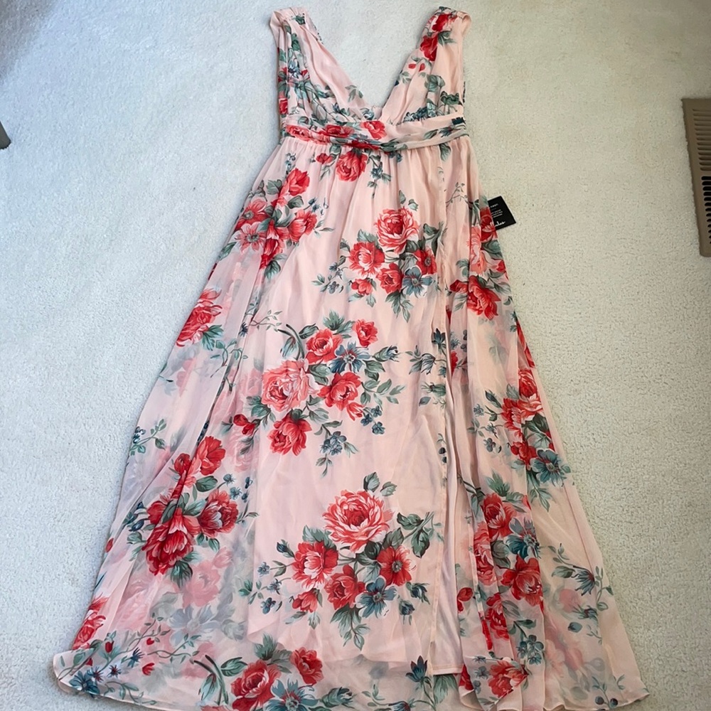 Garden Meandering Blush Floral Print Maxi Dress